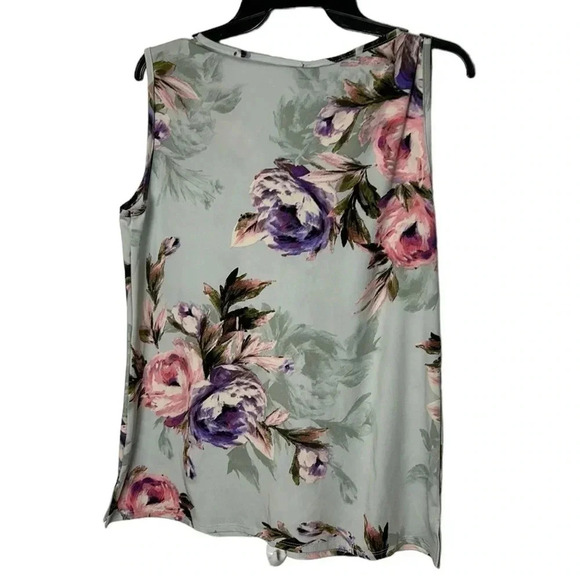 Y2K vintage, NWT, Blouse, women,Green,floral sleeveless,tie wrap,bow,V-neck,🇨🇦. - Picture 7 of 12